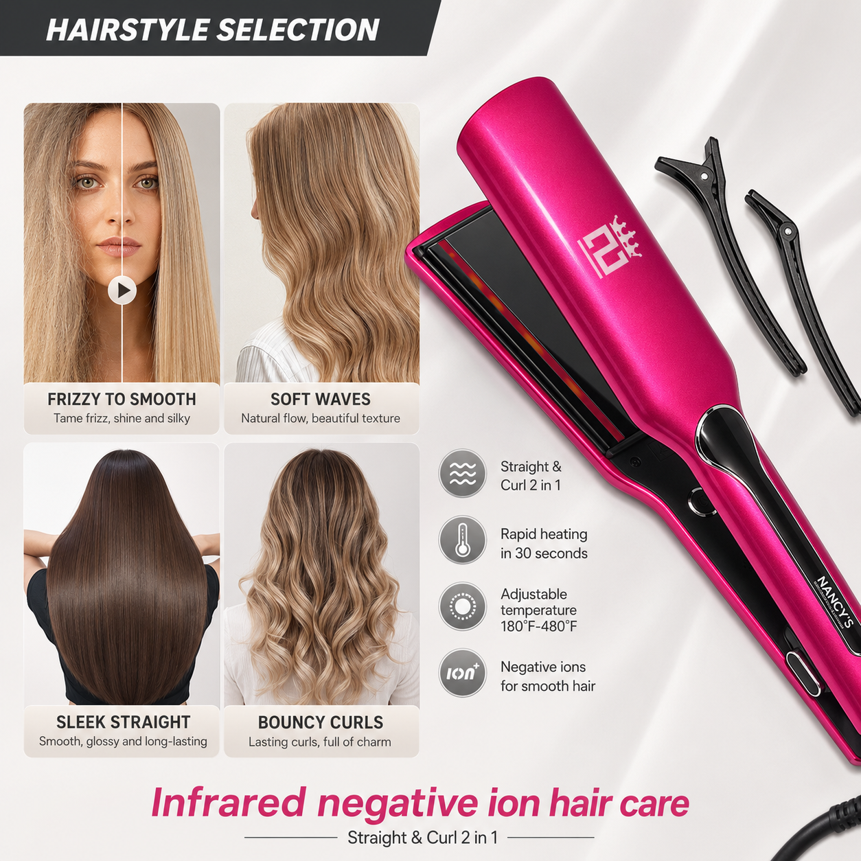 Plancha De Pelo Profesional Infrarroja 2 En 1
